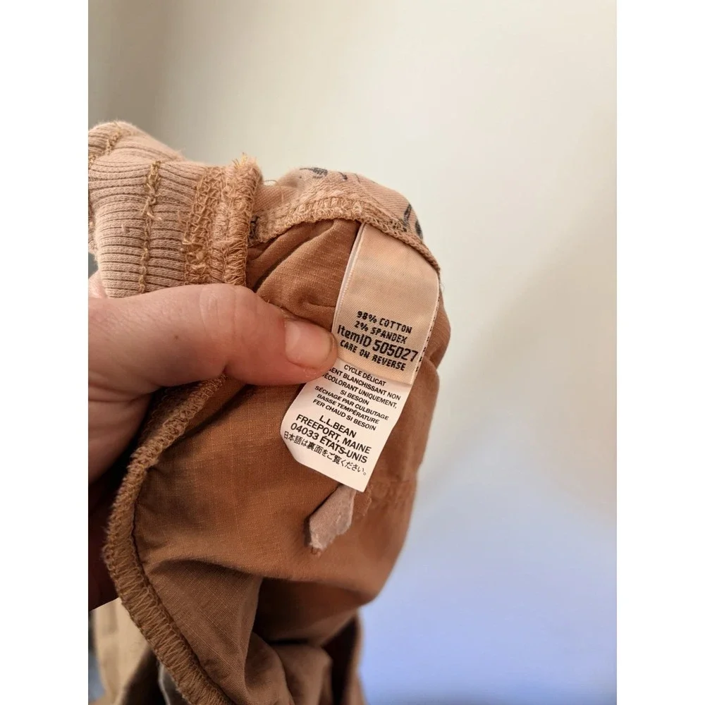 L.L. Bean Jogger Pants XL Tan Elastic Waist Lightweight Cargo‎ Casual